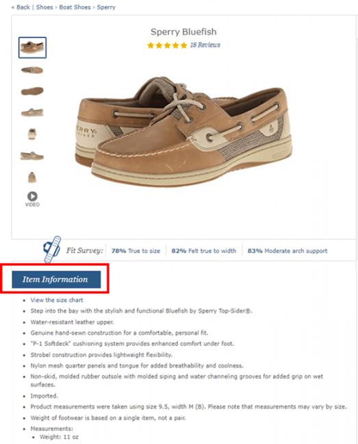 Product Description from Zappos