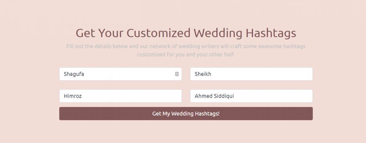 Free Wedding Hashtag Generator