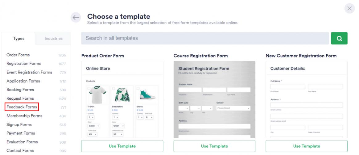 Choose the Type of Template