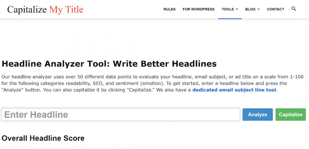 Headline Analyzer by Capitalize My Title