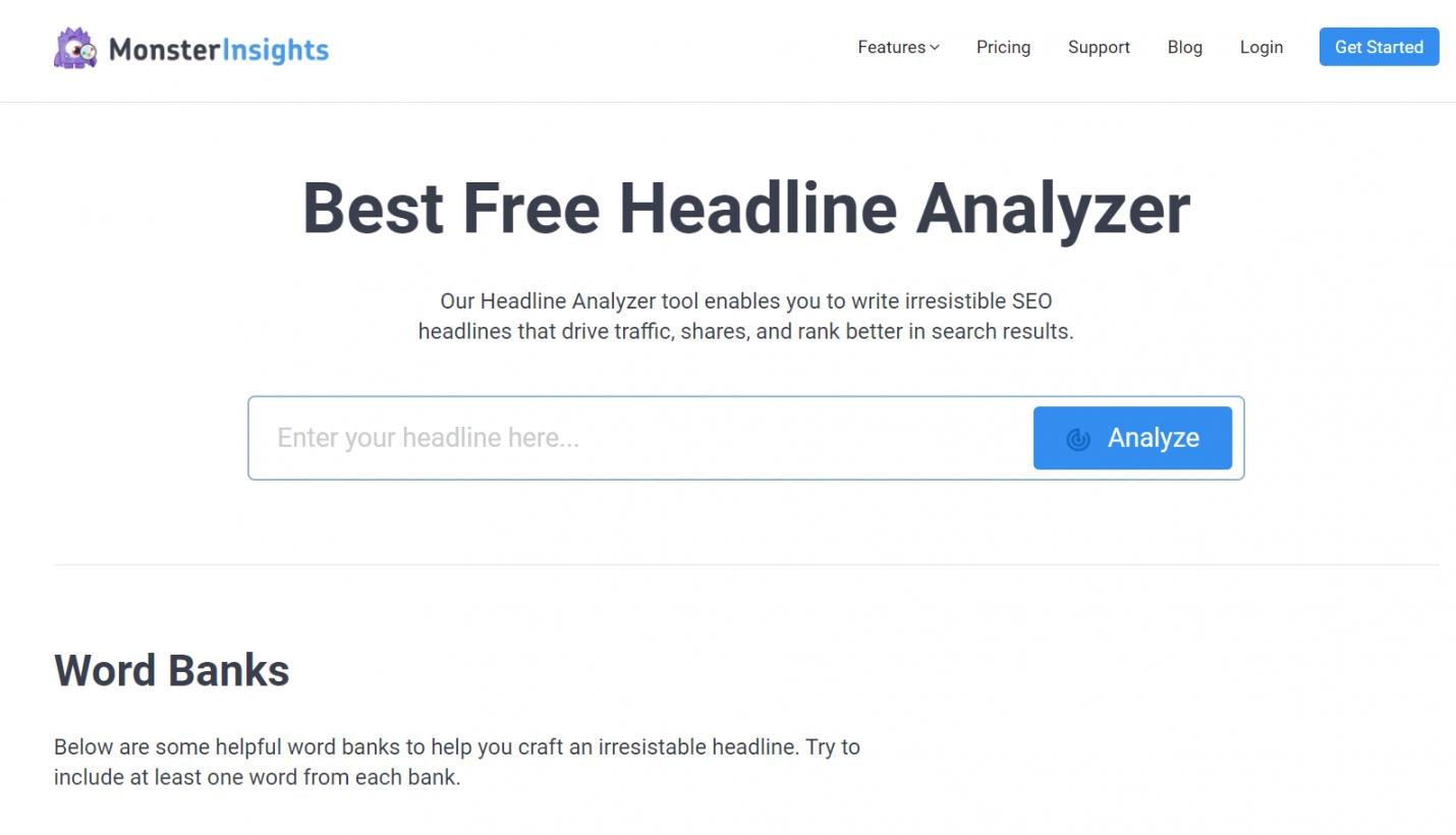 Headline Analyzer by MonsterInsights